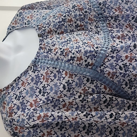 Anthropologie Holding Horses Blue Floral Dress Shell Size 10 - Picture 7 of 10